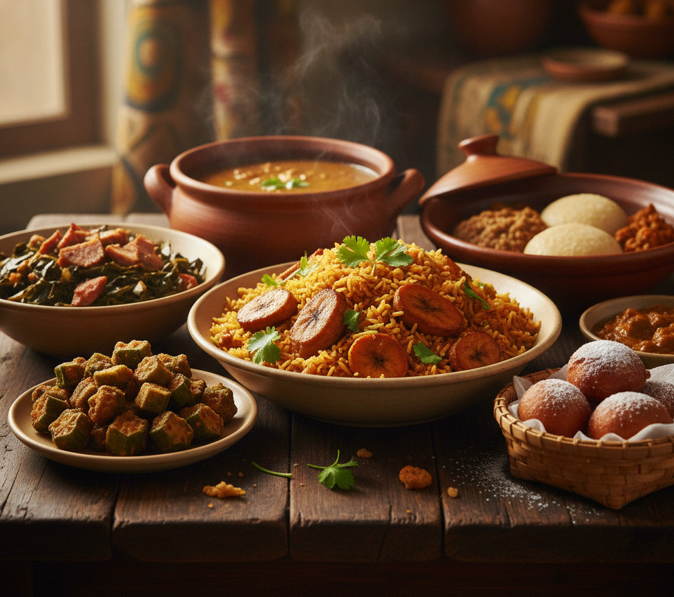 African Soul Food no people zoom focus on the food